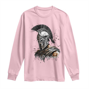 Ancient Spartan Warrior Watercolor Splatter Graphic Long Sleeve Shirt Greek Mythology Enthusiast History Gift