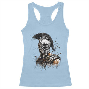Ancient Spartan Warrior Watercolor Splatter Graphic Racerback Tank Top Greek Mythology Enthusiast History Gift
