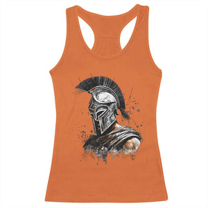 Ancient Spartan Warrior Watercolor Splatter Graphic Racerback Tank Top Greek Mythology Enthusiast History Gift