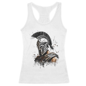 Ancient Spartan Warrior Watercolor Splatter Graphic Racerback Tank Top Greek Mythology Enthusiast History Gift