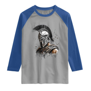 Ancient Spartan Warrior Watercolor Splatter Graphic Raglan Shirt Greek Mythology Enthusiast History Gift