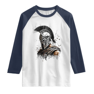 Ancient Spartan Warrior Watercolor Splatter Graphic Raglan Shirt Greek Mythology Enthusiast History Gift