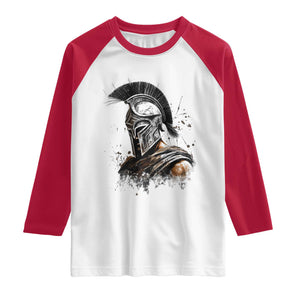 Ancient Spartan Warrior Watercolor Splatter Graphic Raglan Shirt Greek Mythology Enthusiast History Gift