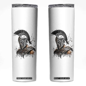 Ancient Spartan Warrior Watercolor Splatter Graphic Skinny Tumbler Greek Mythology Enthusiast History Gift