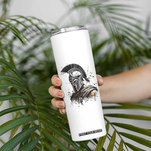 Ancient Spartan Warrior Watercolor Splatter Graphic Skinny Tumbler Greek Mythology Enthusiast History Gift