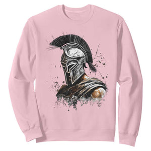 Ancient Spartan Warrior Watercolor Splatter Graphic Sweatshirt Greek Mythology Enthusiast History Gift