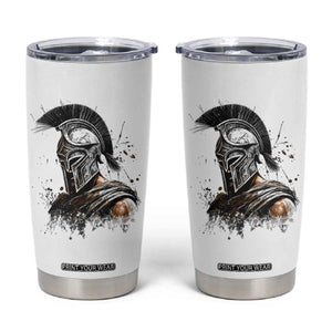 Ancient Spartan Warrior Watercolor Splatter Graphic Tumbler Cup Greek Mythology Enthusiast History Gift