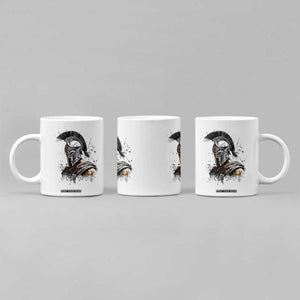 Ancient Spartan Warrior Watercolor Splatter Graphic Coffee Mug Greek Mythology Enthusiast History Gift