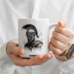 Ancient Spartan Warrior Watercolor Splatter Graphic Coffee Mug Greek Mythology Enthusiast History Gift