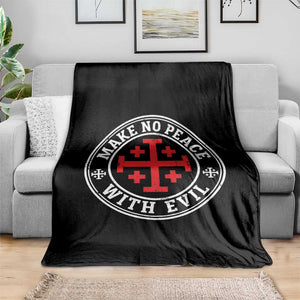 Make No Peace With Evil Jerusalem Cross Throw Blanket Christian Warrior Crusader Emblem Graphic