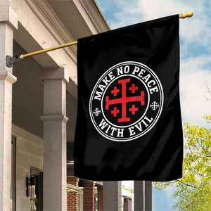 Make No Peace With Evil Jerusalem Cross Garden Flag Christian Warrior Crusader Emblem Graphic