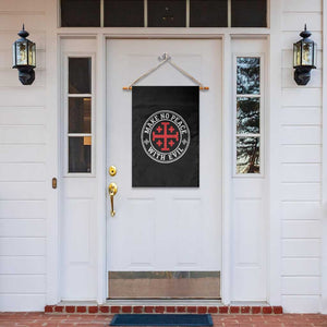 Make No Peace With Evil Jerusalem Cross Garden Flag Christian Warrior Crusader Emblem Graphic