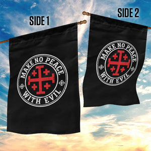 Make No Peace With Evil Jerusalem Cross Garden Flag Christian Warrior Crusader Emblem Graphic
