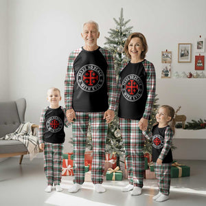 Make No Peace With Evil Jerusalem Cross Plaid Pajama Set Christian Warrior Crusader Emblem Graphic