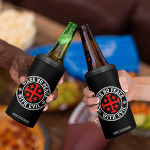 Make No Peace With Evil Jerusalem Cross 4 in 1 Can Cooler Tumbler Christian Warrior Crusader Emblem Graphic