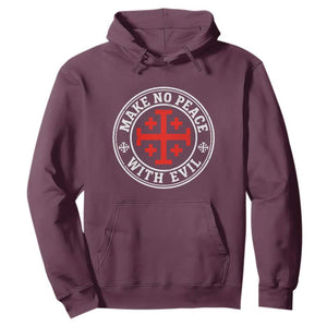 Make No Peace With Evil Jerusalem Cross Hoodie Christian Warrior Crusader Emblem Graphic