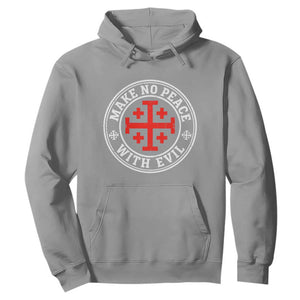 Make No Peace With Evil Jerusalem Cross Hoodie Christian Warrior Crusader Emblem Graphic