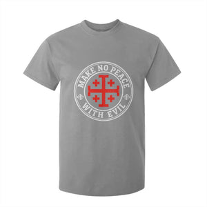 Make No Peace With Evil Jerusalem Cross T Shirt For Kid Christian Warrior Crusader Emblem Graphic