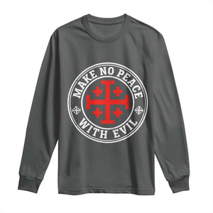 Make No Peace With Evil Jerusalem Cross Long Sleeve Shirt Christian Warrior Crusader Emblem Graphic