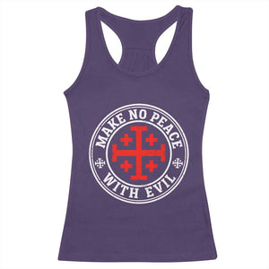 Make No Peace With Evil Jerusalem Cross Racerback Tank Top Christian Warrior Crusader Emblem Graphic