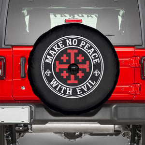Make No Peace With Evil Jerusalem Cross Spare Tire Cover Christian Warrior Crusader Emblem Graphic
