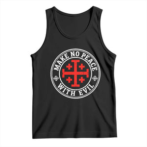 Make No Peace With Evil Jerusalem Cross Tank Top Christian Warrior Crusader Emblem Graphic