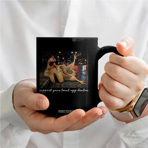 Support Your Local Egg Dealer Chicken Sipping Iced Coffee Graphic Coffee Mug Funny Homesteading Farm Life