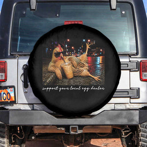 Support Your Local Egg Dealer Chicken Sipping Iced Coffee Graphic Spare Tire Cover Funny Homesteading Farm Life