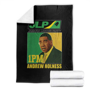 1PM Andrew Holness JPL Supporter Throw Blanket Jamaica Labor Party Jamaican Political Pride TS02 Black Print Your Wear