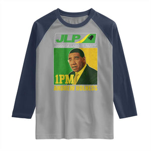 1PM Andrew Holness JPL Supporter Raglan Shirt Jamaica Labor Party Jamaican Political Pride TS02 Sport Gray Navy Print Your Wear