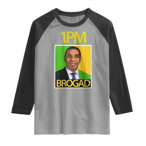 1PM BROGAD JLP Supporter Andrew Holness Raglan Shirt Jamaica Labor Party Politics TS02 Sport Gray Black Print Your Wear