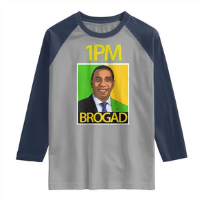 1PM BROGAD JLP Supporter Andrew Holness Raglan Shirt Jamaica Labor Party Politics TS02 Sport Gray Navy Print Your Wear