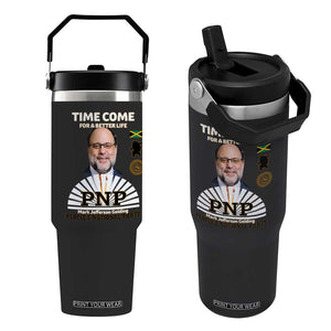 Mark Golding PNP Supporter Flip Straw Tumbler Time Come for a Better Life Jamaica Politics People's National Party TS02 One Size: 30 oz Black Print Your Wear