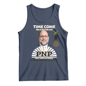 Mark Golding PNP Supporter Tank Top Time Come for a Better Life Jamaica Politics People's National Party TS02 Navy Print Your Wear