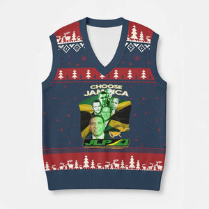 Choose Jamaica JLP Supporter V-Neck Knit Sweater Vest Patriotic Leaders Jamaica Jamaica Labor Party Politics TS02 Navy Red Print Your Wear