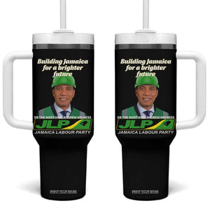Dr Most Hon Andrew Holness JLP Supporter Tumbler With Handle Building Jamaica for a Brighter Future Jamaica Labor Party Politics TS02 One Size: 40 oz Black Print Your Wear