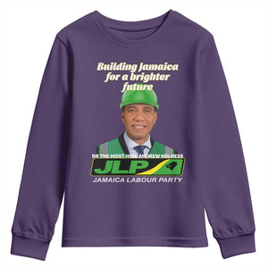 Dr Most Hon Andrew Holness JLP Supporter Youth Sweatshirt Building Jamaica for a Brighter Future Jamaica Labor Party Politics TS02 Purple Print Your Wear