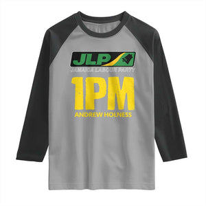 1PM Andrew Holness Raglan Shirt Support JLP Jamaica Labour Party TS02 Sport Gray Black Print Your Wear
