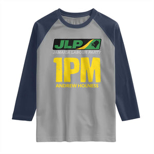 1PM Andrew Holness Raglan Shirt Support JLP Jamaica Labour Party TS02 Sport Gray Navy Print Your Wear