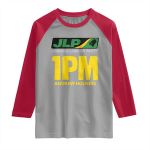1PM Andrew Holness Raglan Shirt Support JLP Jamaica Labour Party TS02 Sport Gray Red Print Your Wear