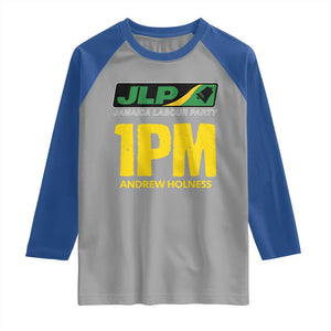 1PM Andrew Holness Raglan Shirt Support JLP Jamaica Labour Party TS02 Sport Gray Royal Print Your Wear