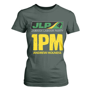 1PM Andrew Holness T Shirt For Women Support JLP Jamaica Labour Party TS02 Dark Forest Green Print Your Wear