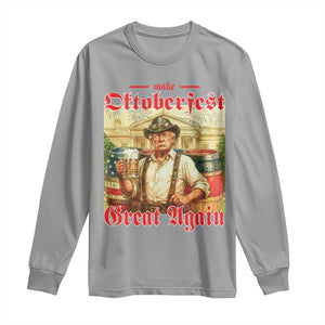 Make Oktoberfest Great Again Long Sleeve Shirt Funny Trump Patriotic Beer Festival Parody TS02 Sport Gray Print Your Wear