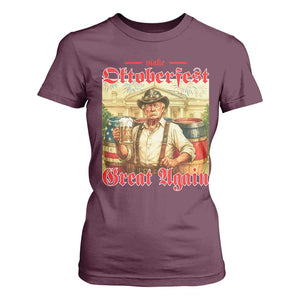Make Oktoberfest Great Again T Shirt For Women Funny Trump Patriotic Beer Festival Parody TS02 Maroon Print Your Wear