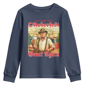 Make Oktoberfest Great Again Youth Sweatshirt Funny Trump Patriotic Beer Festival Parody TS02 Navy Print Your Wear