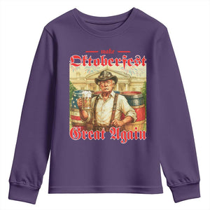 Make Oktoberfest Great Again Youth Sweatshirt Funny Trump Patriotic Beer Festival Parody TS02 Purple Print Your Wear