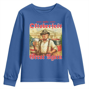 Make Oktoberfest Great Again Youth Sweatshirt Funny Trump Patriotic Beer Festival Parody TS02 Royal Blue Print Your Wear