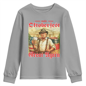 Make Oktoberfest Great Again Youth Sweatshirt Funny Trump Patriotic Beer Festival Parody TS02 Sport Gray Print Your Wear