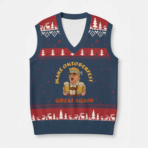 Make Oktoberfest Great Again V-Neck Knit Sweater Vest Funny Trump Bavarian Costume Party Beer Festival TS02 Navy Red Print Your Wear