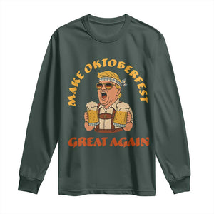 Make Oktoberfest Great Again Long Sleeve Shirt Funny Trump Bavarian Costume Party Beer Festival TS02 Dark Forest Green Print Your Wear